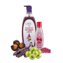 Ayur Herbals Amla Shikakai With Reetha Shampoo 500ml (Free Rose water 100ml)