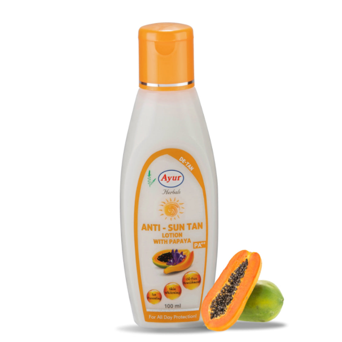 Anti-sun tan lotion with papaya