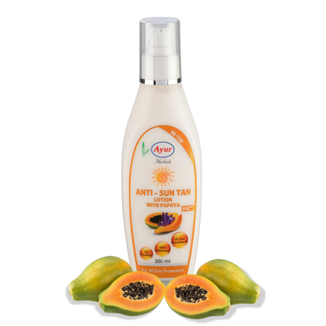 Anti-sun tan lotion with papaya