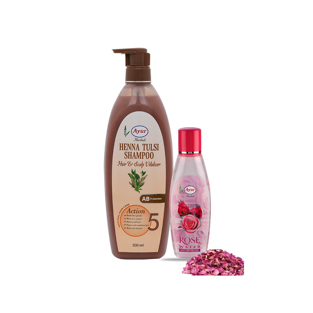 Henna Tulsi Shampoo (Free 100ml Rose Water)